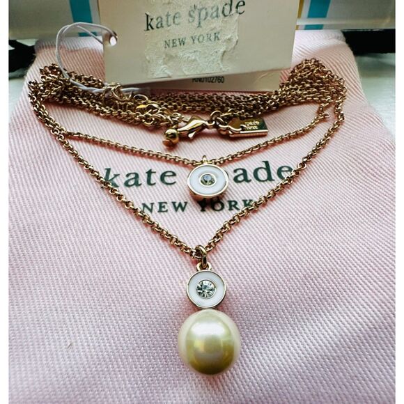 NEW Kate Spade Pearly Delight Pendant Necklace, Rose Gold Plated - Picture 3 of 6